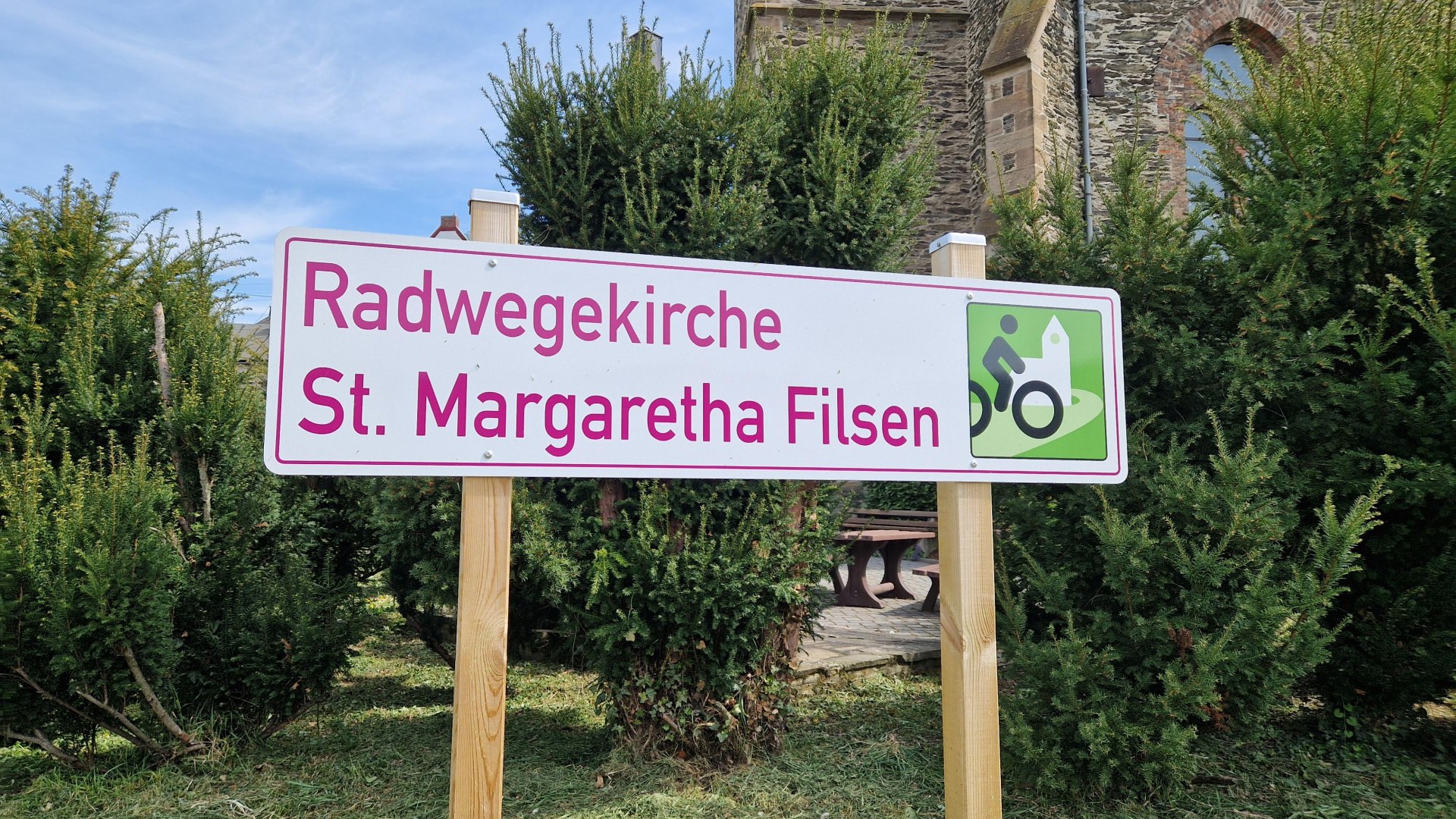 Schild Radwegekirche | © Romantischer Rhein Tourismus GmbH Schild Radwegekirche | © Romantischer Rhein Tourismus GmbH